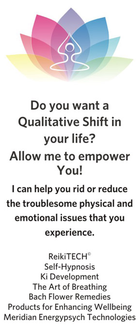 Cyrus Mehta can help you rid or reduce the troublesome physical and emotional issues that you experience through ReikiTECH, Self-Hypnosis, Ki Development, The Art of Breathing, Bach Flower Remedies, Products for Enhancing Wellbeing and Meridian Energypsych Technologies